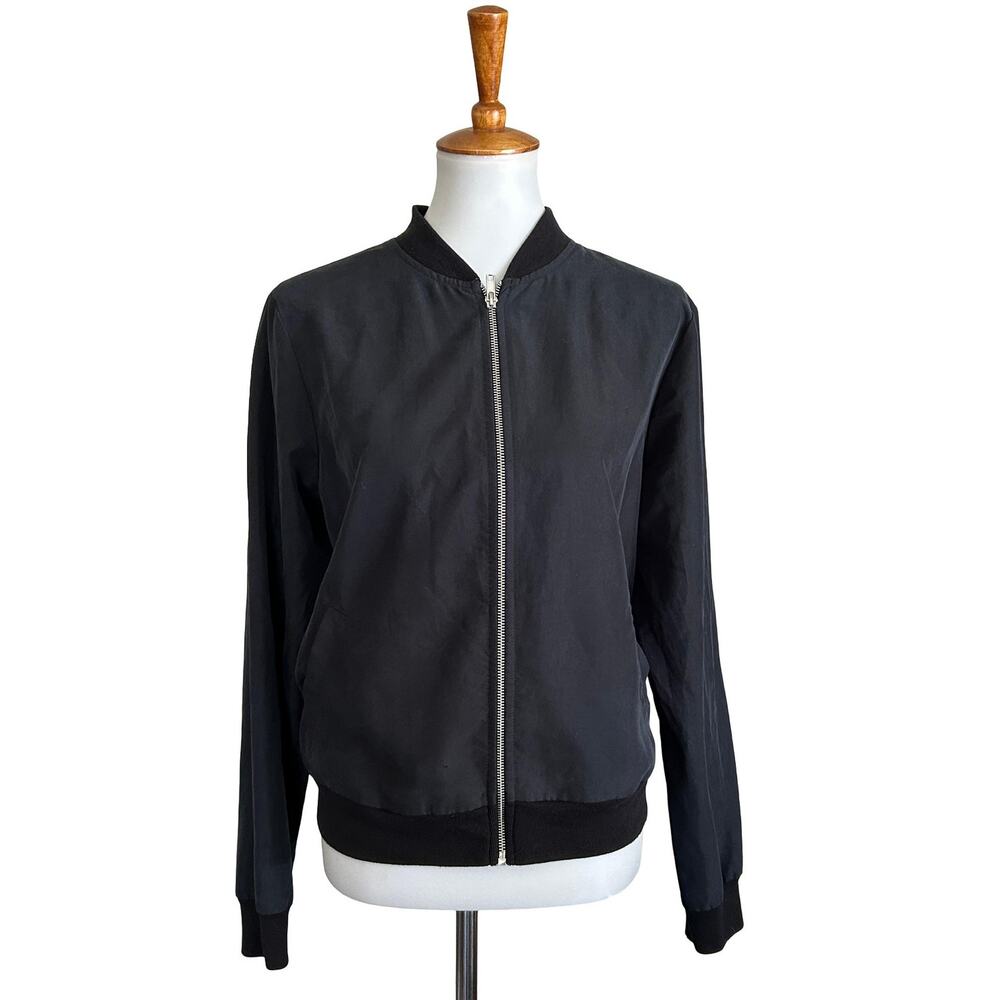 American Apparel Black Lightweight Bomber Jacket Minimalist M